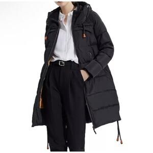 Orolay Women’s Long Thickened Puffer Down Hooded Jacket Size L Black